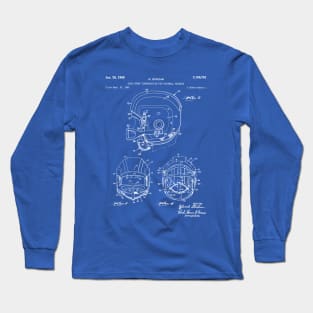 Football Helmet Patent - Football Fan Bedroom Office Art - Blueprint Long Sleeve T-Shirt